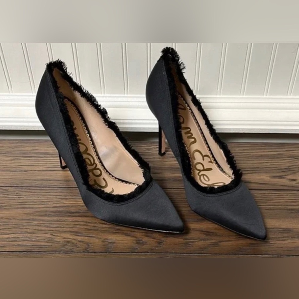 Sam Edelman Black Haylan Frayed Pumps - Picture 8 of 16